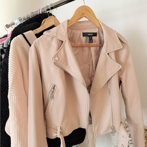 Forever 21 Women's Beige Faux Leather Jacket